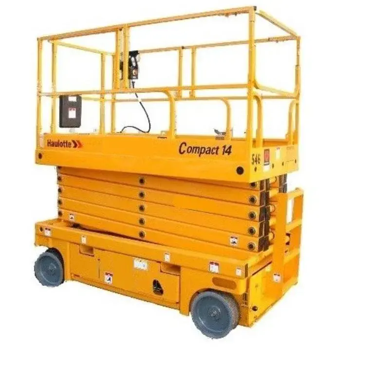Arriendo de Alzahombre Tijera 14 mts Haulotte modelo Compact 14 en SK Rental con cobertura nacional.